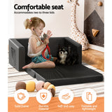 Keezi Kids Sofa 2 Seater Children Flip Open Couch PU Leather Armchair Black - 45-Degree Angle