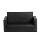 Keezi Kids Sofa 2 Seater Children Flip Open Couch PU Leather Armchair Black - Side View