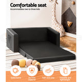 Keezi Kids Sofa 2 Seater Children Flip Open Couch PU Leather Armchair Black - Top-Down View