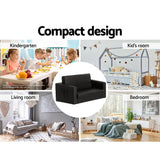 Keezi Kids Sofa 2 Seater Children Flip Open Couch PU Leather Armchair Black - Rear View