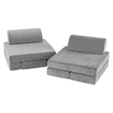 Keezi 12PCS Modular Kids Play Couch Foam Sofa Set with Removable Washable Cover Grey Playroom - Top-Down View