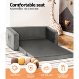 Keezi Kids Sofa 2 Seater Children Flip Open Couch Velvet Armchair Grey - Top-Down View