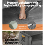 Keezi Kids Sofa 2 Seater Children Flip Open Couch Velvet Armchair Grey - 45-Degree Angle