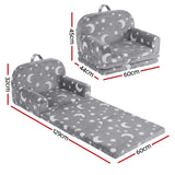 Keezi Kids 2-in-1 Fold Out Sofa Bed with Removable Washable Cover, Carry Handle, Storage Pocket, Glow in the Dark, Grey - Side View