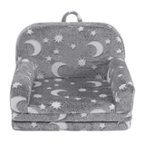 Keezi Kids 2-in-1 Fold Out Sofa Bed with Removable Washable Cover, Carry Handle, Storage Pocket, Glow in the Dark, Grey - Top-Down View