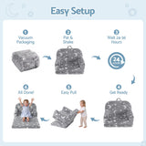 Keezi Kids 2-in-1 Fold Out Sofa Bed with Removable Washable Cover, Carry Handle, Storage Pocket, Glow in the Dark, Grey - Extra Image