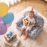 Keezi Kids 2-in-1 Fold Out Sofa Bed with Removable Washable Cover, Carry Handle, Storage Pocket, Glow in the Dark, Grey - Extra Image