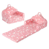 Keezi Kids 2-in-1 Fold Out Sofa Bed with Removable Washable Cover, Carry Handle, Storage Pocket, Glow in the Dark, Pink - Front View