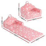 Keezi Kids 2-in-1 Fold Out Sofa Bed with Removable Washable Cover, Carry Handle, Storage Pocket, Glow in the Dark, Pink - Side View