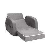 Keezi Kids Sofa 2 Seater Children Flip Open Couch Lounger Armchair Soft Grey - Side View