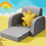 Keezi Kids Sofa 2 Seater Children Flip Open Couch Lounger Armchair Soft Grey - Rear View