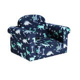 Keezi Kids Sofa 1 Seater Children Flip Open Couch Lounger Armchair Dinosaur Navy - Side View