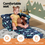Keezi Kids Sofa 1 Seater Children Flip Open Couch Lounger Armchair Dinosaur Navy - Top-Down View