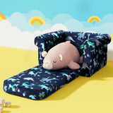 Keezi Kids Sofa 1 Seater Children Flip Open Couch Lounger Armchair Dinosaur Navy - Rear View