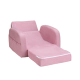 Keezi Kids Sofa 1 Seater Children Flip Open Couch Lounger Armchair Soft Pink - Side View