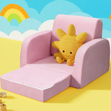 Keezi Kids Sofa 1 Seater Children Flip Open Couch Lounger Armchair Soft Pink - Rear View