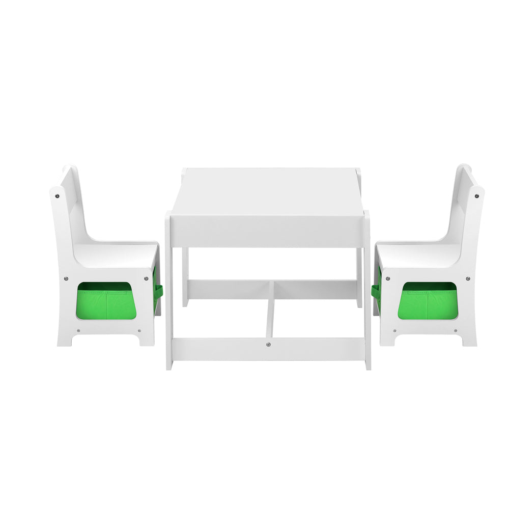 Oikiture Kids Table and Chair Set with Storage Box Wooden