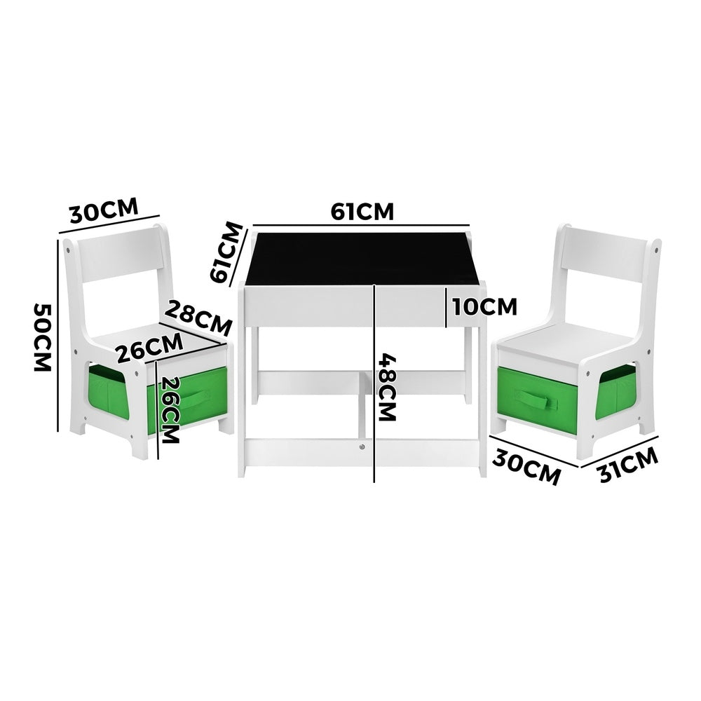 Oikiture Kids Table and Chair Set with Storage Box Wooden