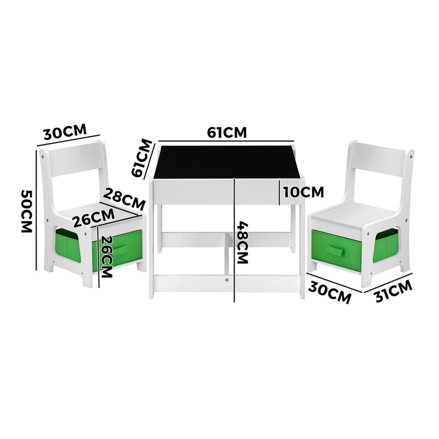 Oikiture Kids Table and Chair Set with Storage Box Wooden