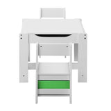 Oikiture Kids Table and Chair Set with Storage Box Wooden - Close-Up Angle