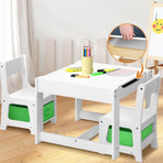 Oikiture Kids Table and Chair Set with Storage Box Wooden