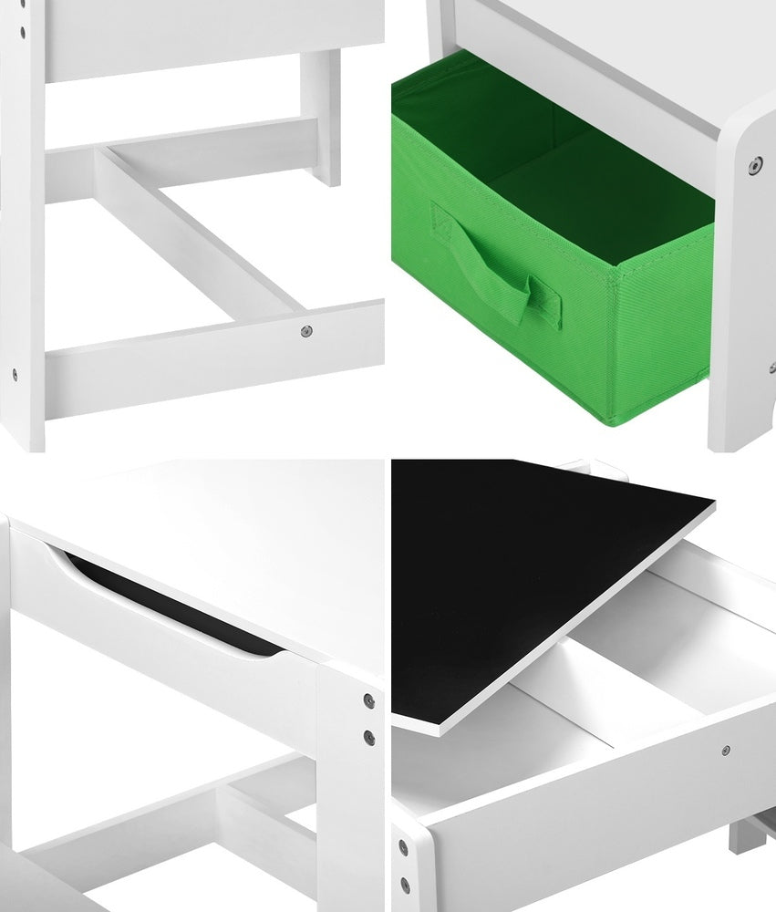 Oikiture Kids Table and Chair Set with Storage Box Wooden
