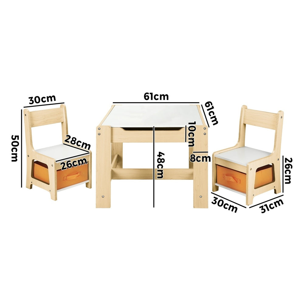Oikiture Kids Table and Chairs Set with Toys Storage Box