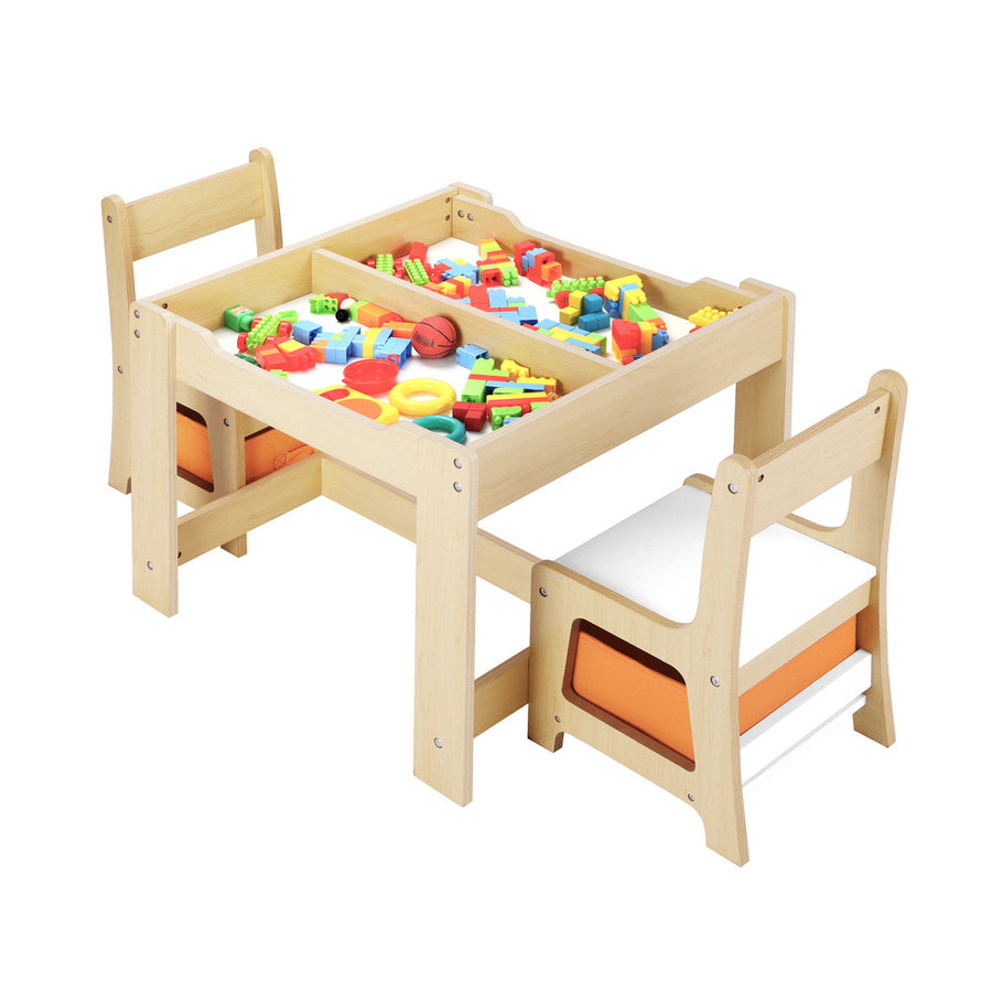 Oikiture Kids Table and Chairs Set with Toys Storage Box