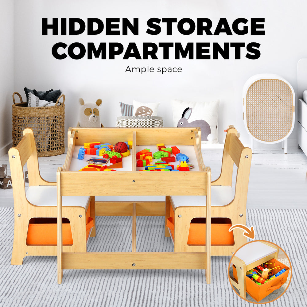 Oikiture Kids Table and Chairs Set with Toys Storage Box