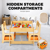 Oikiture Kids Table and Chairs Set with Toys Storage Box - Front View
