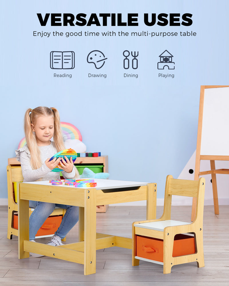 Oikiture Kids Table and Chairs Set with Toys Storage Box