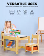 Oikiture Kids Table and Chairs Set with Toys Storage Box