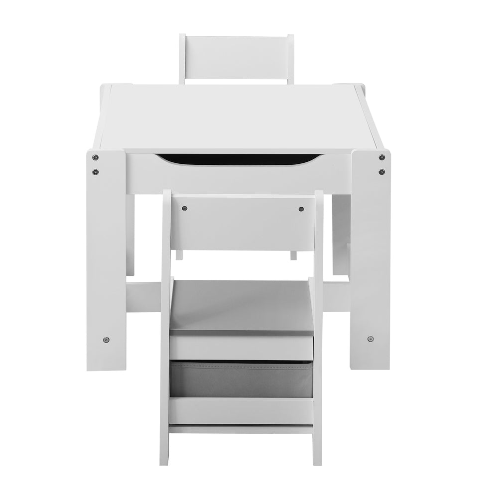 Oikiture Kids Table and Chairs Set with Toys Storage Box Grey