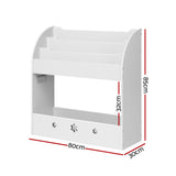 Keezi 3 Tiers Kids Bookshelf Magazine Shelf Organiser Bookcase Display White - Side View