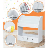 Keezi 3 Tiers Kids Bookshelf Magazine Shelf Organiser Bookcase Display White - Close-Up Angle