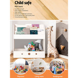 Keezi 3 Tiers Kids Bookshelf Magazine Shelf Organiser Bookcase Display White - Low Angle