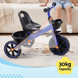RIGO Tricycle Bike, Kids Bike with 3 wheels, basket Carbon Steel 68cm Blue - Rear View