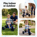 RIGO Tricycle Bike, Kids Bike with 3 wheels, basket Carbon Steel 68cm Blue - Low Angle