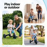 RIGO Tricycle Bike, Kids Bike with 3 wheels, Carbon Steel 70cm Blue - Close-Up Angle