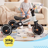 RIGO Tricycle Bike, Kids Bike with 3 wheels, Carbon Steel 70cm White - 45-Degree Angle