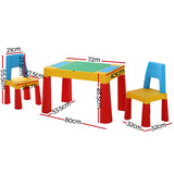 Keezi 3PCS Kids Table and Chairs Set Activity Toys Storage Box Desk Blocks - Front View
