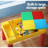 Keezi 3PCS Kids Table and Chairs Set Activity Toys Storage Box Desk Blocks - Close-Up Angle