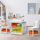 Keezi 3PCS Kids Table and Chairs Set Children Furniture Play Toys Storage Box - Low Angle