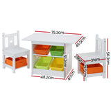 Keezi 3PCS Kids Table and Chairs Set Children Furniture Play Toys Storage Box - Front View