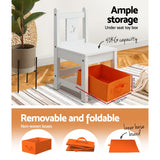 Keezi 3PCS Kids Table and Chairs Set Children Furniture Play Toys Storage Box - Rear View