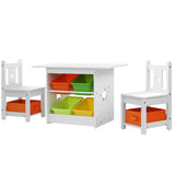 Keezi 3PCS Kids Table and Chairs Set Children Furniture Play Toys Storage Box - Close-Up Angle
