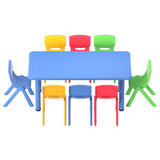 Keezi 9PCS Kids Table and Chairs Set Children Study Desk Furniture Plastic 8 Chairs - Side View