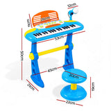 Keezi Kids Piano Keyboard 37 Keys Electronic Musical Instrument Set w/ Stool Microphone - Front View