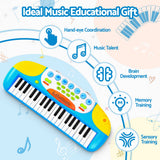 Keezi Kids Piano Keyboard 37 Keys Electronic Musical Instrument Set w/ Stool Microphone - Top-Down View