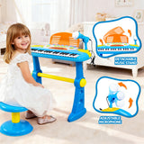 Keezi Kids Piano Keyboard 37 Keys Electronic Musical Instrument Set w/ Stool Microphone - Rear View